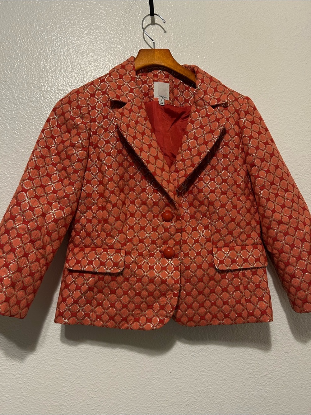 Halogen Orange Quilted Geometric Blazer
